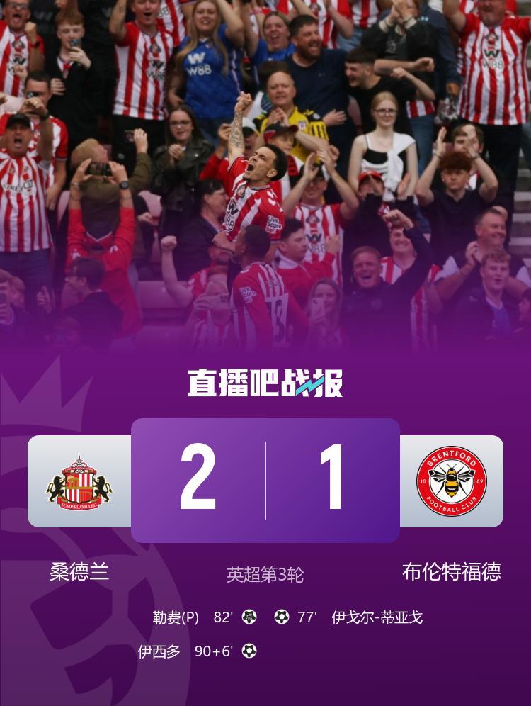 九游入口-英超-桑德兰2-1逆转布伦特福德 伊西多绝杀蒂亚戈破门沙德失点